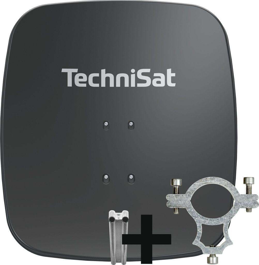 TechniSat SATMAN 65 PLUS | Sat-Antenne inkl. Halteschelle und Halterung | rot