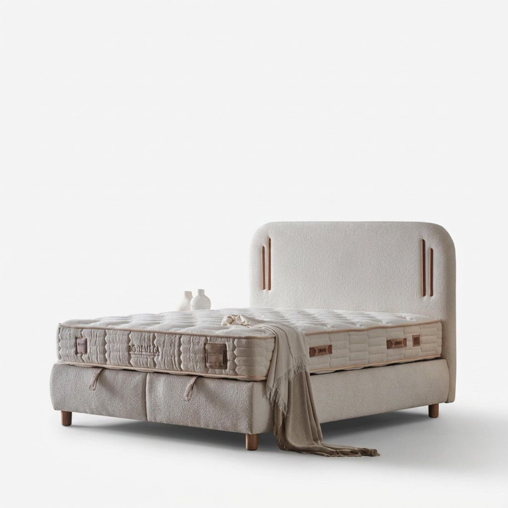 Bambi Boxspringbett 180x200 mit Bettkasten mit Matratzen Bohemela Set Stauraum 7-Komfortzonen H3 Beige