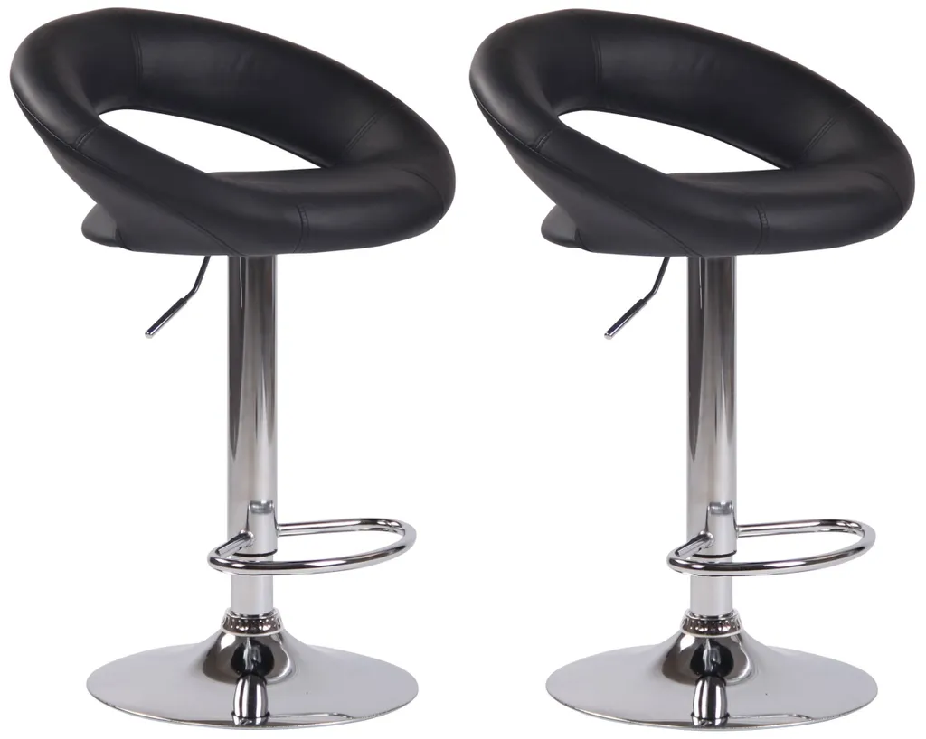 Tabouret haut de bar chromé réglable et pivotant en simili noir