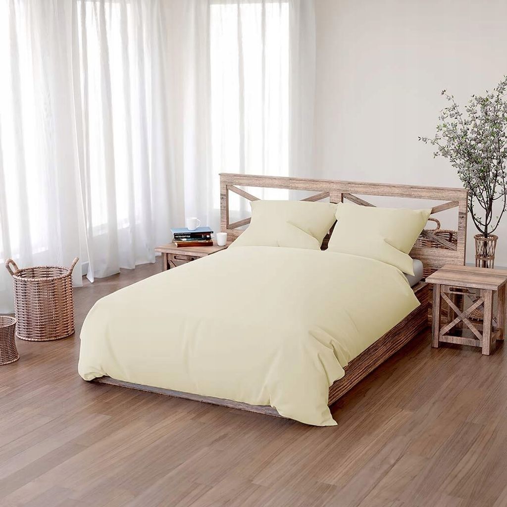 Cremefarbene Baumwollbettwäsche 180X200 Einfarbig Produktbild 
