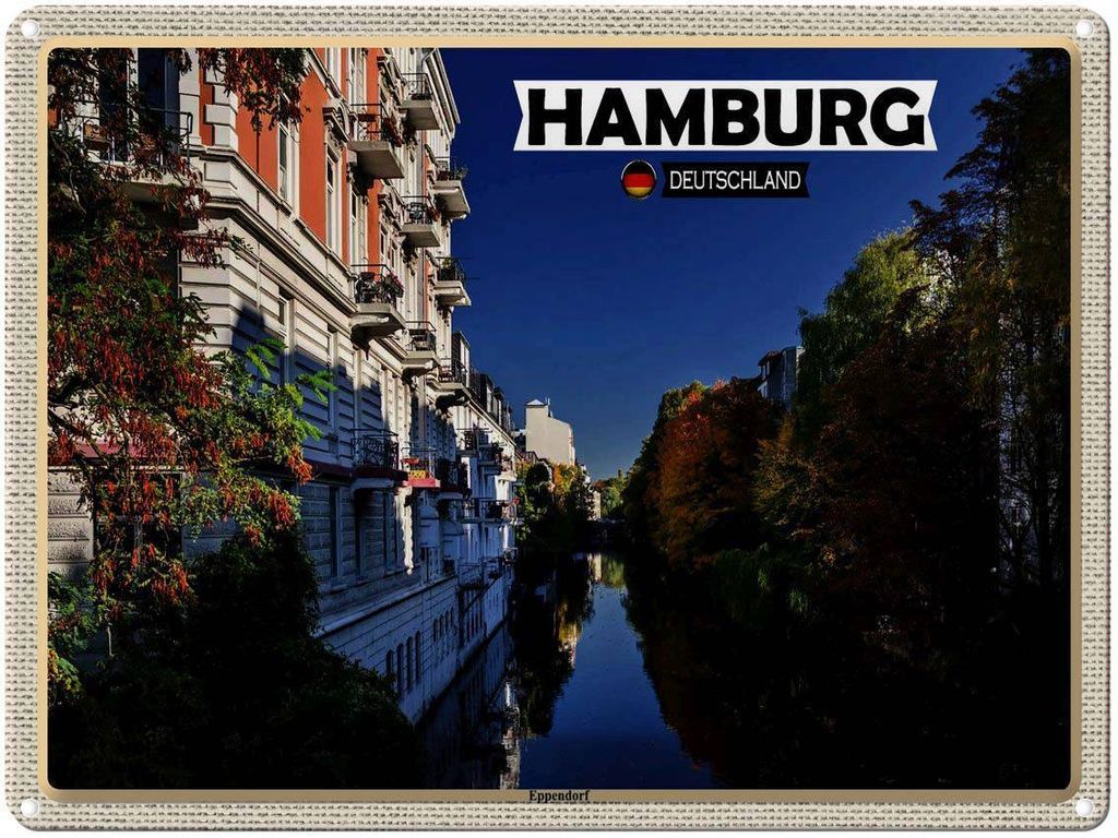 vianmo Blechschild 30x40 cm Hamburg Eppendorf Ausblick Fluss Bildmotiv Reisemotiv Abenteuer Reisen