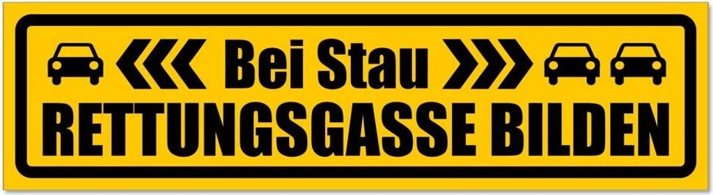 Kiwistar - Autoaufkleber - Gelb - Schwarz - 30 x 8 cm - bei Stau Rettungsgasse bilden invertiert - Hinweis Aufkleber Sticker für Auto, Kfz, Fahrra...