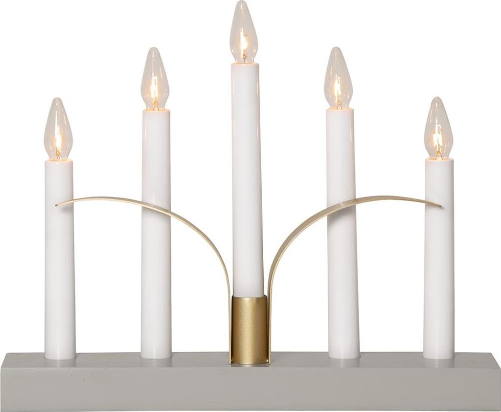 Kerzenleuchter Lilja grau/gold 5-flammig E10 B 30cm