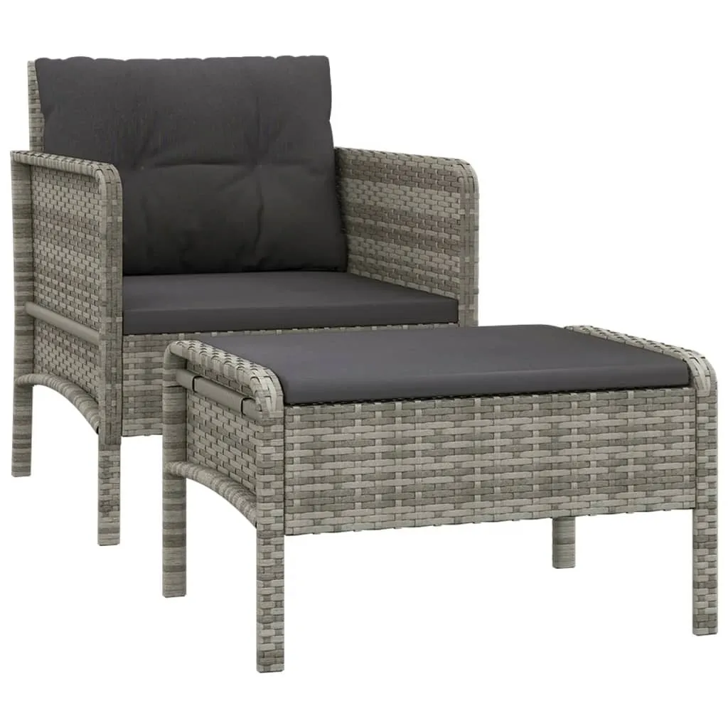 Set 2 Sedie Esterno Poly Rattan Grigio con Cuscini | Salvaspazio