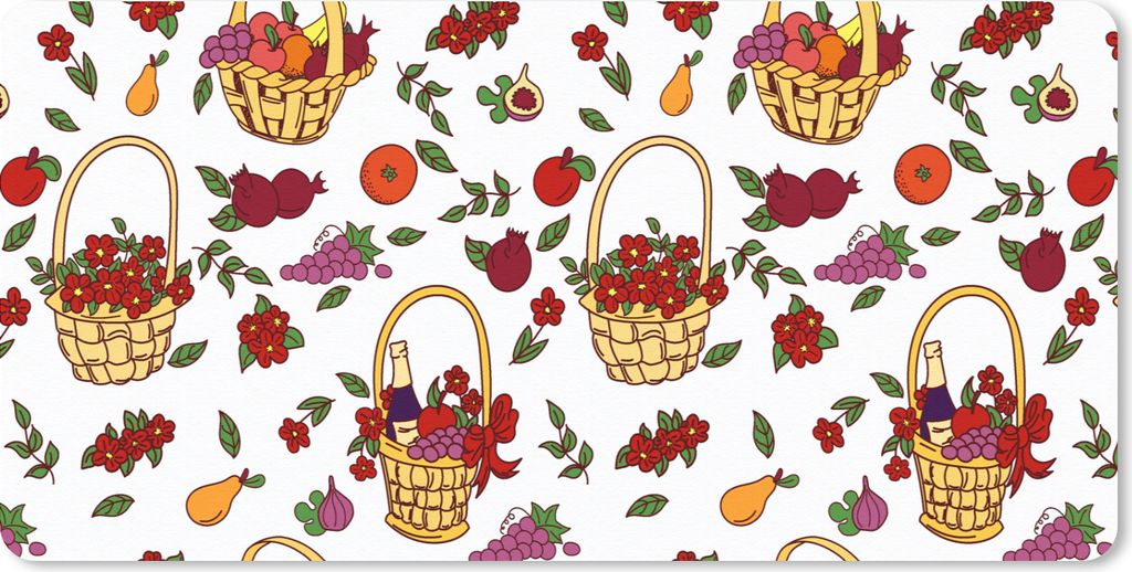 MuchoWow Schreibtischunterlage Korb - Obst - Muster 80x40 cm - XXL Mauspad - Gaming Mauspad