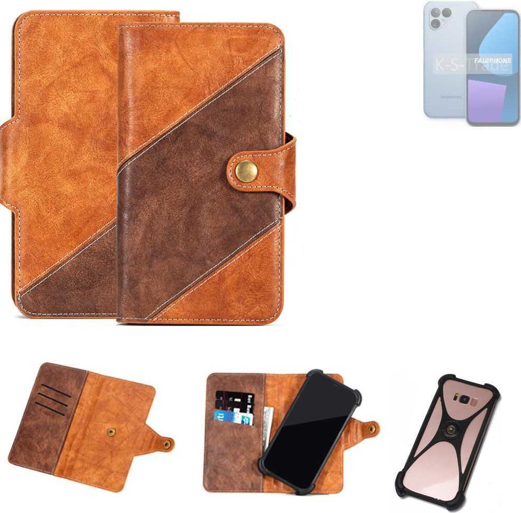 K-S-Trade Handyhülle Schutzhülle Bookstyle Case Wallet-Case kompatibel mit Fairphone Fairphone 5 Cover Klapphülle Kantenschutz Smartphone