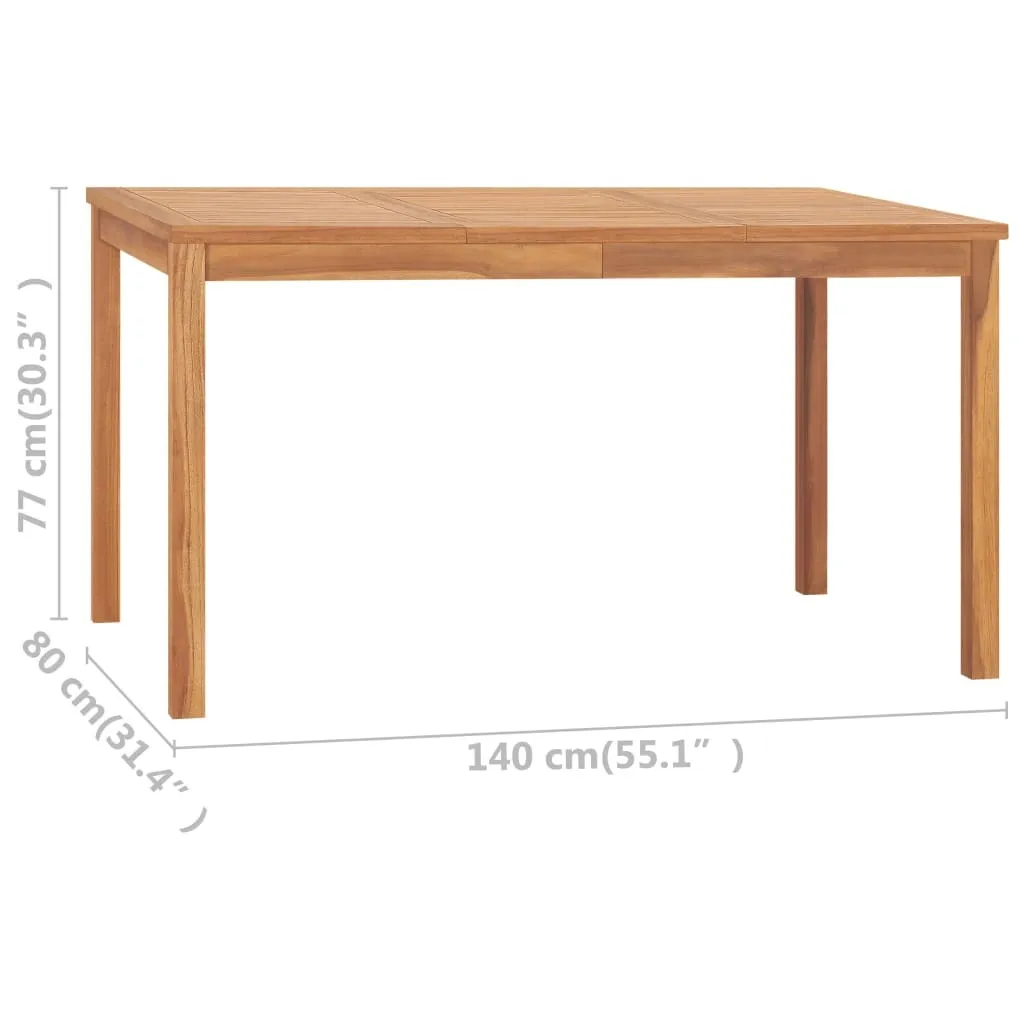 Table de repas d'extérieur rectangulaire en teck massif 140x80x77 cm - 7