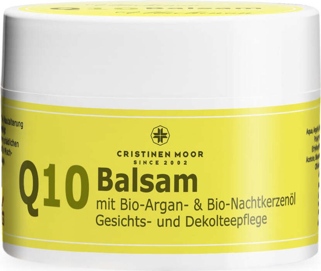 Cristinen Moor Q10 Balsam mit Nachtkerzenöl und Arganöl - Anti Aging Tagescreme für fettige & Mischhaut bei Hautrötung und beginnende Fältchen...