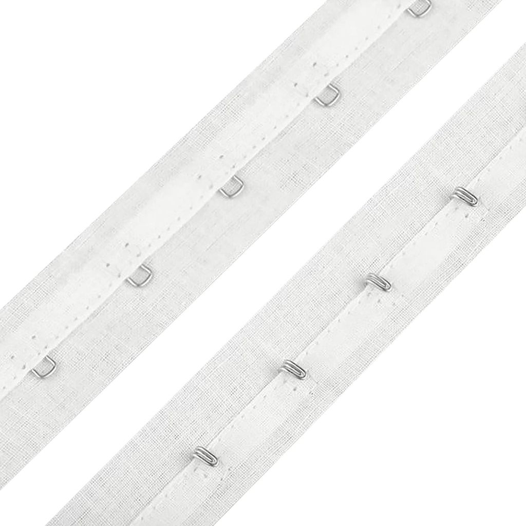 1m Haken- und Ösenband aus Baumwolle 25mm weiß