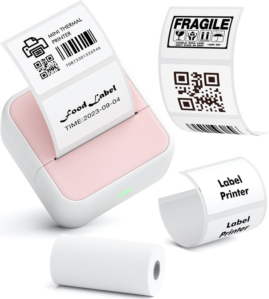 Mini-Drucker Fotodrucker für Smartphone Bluetooth Sofortbild-Thermodrucker mit mit 1 Papierrolle(57x26mm), Android-/iOS, Quittungsetiketten, Listen