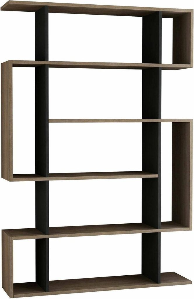 Bücherregal Daba, Büroregal, Mobiler Buchhalter, Bücherbrett, 110x26h161 cm, Eiche und Anthrazit