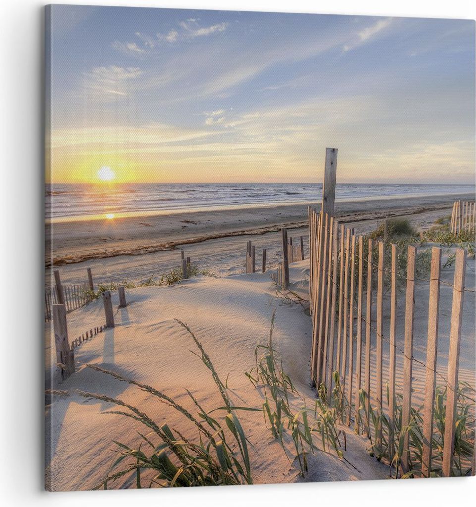 Bild auf Leinwand - Leinwandbild - Einteilig - Westen Sonne Düne - 60x60cm - Wand Bild - Wanddeko - Wandbilder - Leinwanddruck - Bilder - Wanddeko...