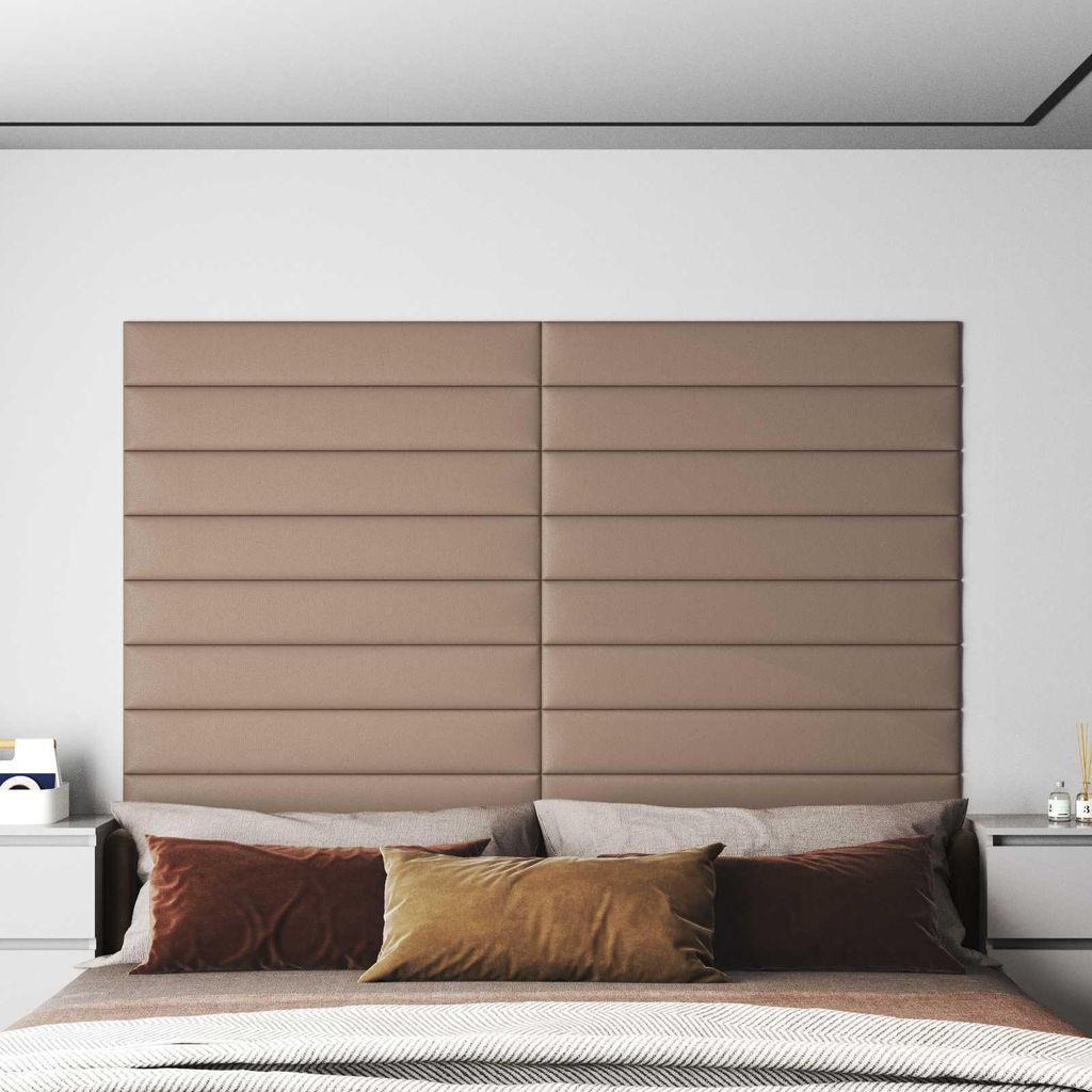 Wandkopfteilen 12 pcs Cappuccino 90 x 15 cm Stoff