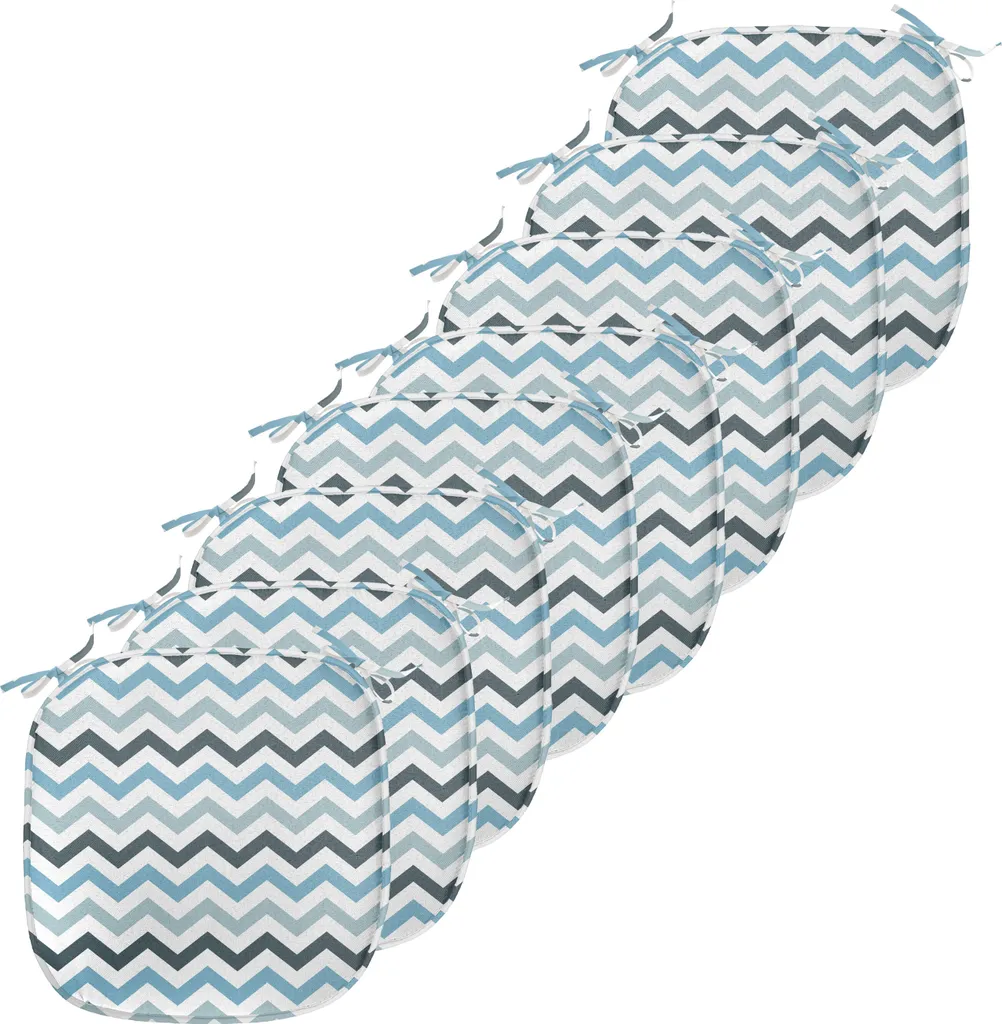 Coussin de Chaise Imperméable avec Sangles 40x40cm Zig Zag Bleu Marine