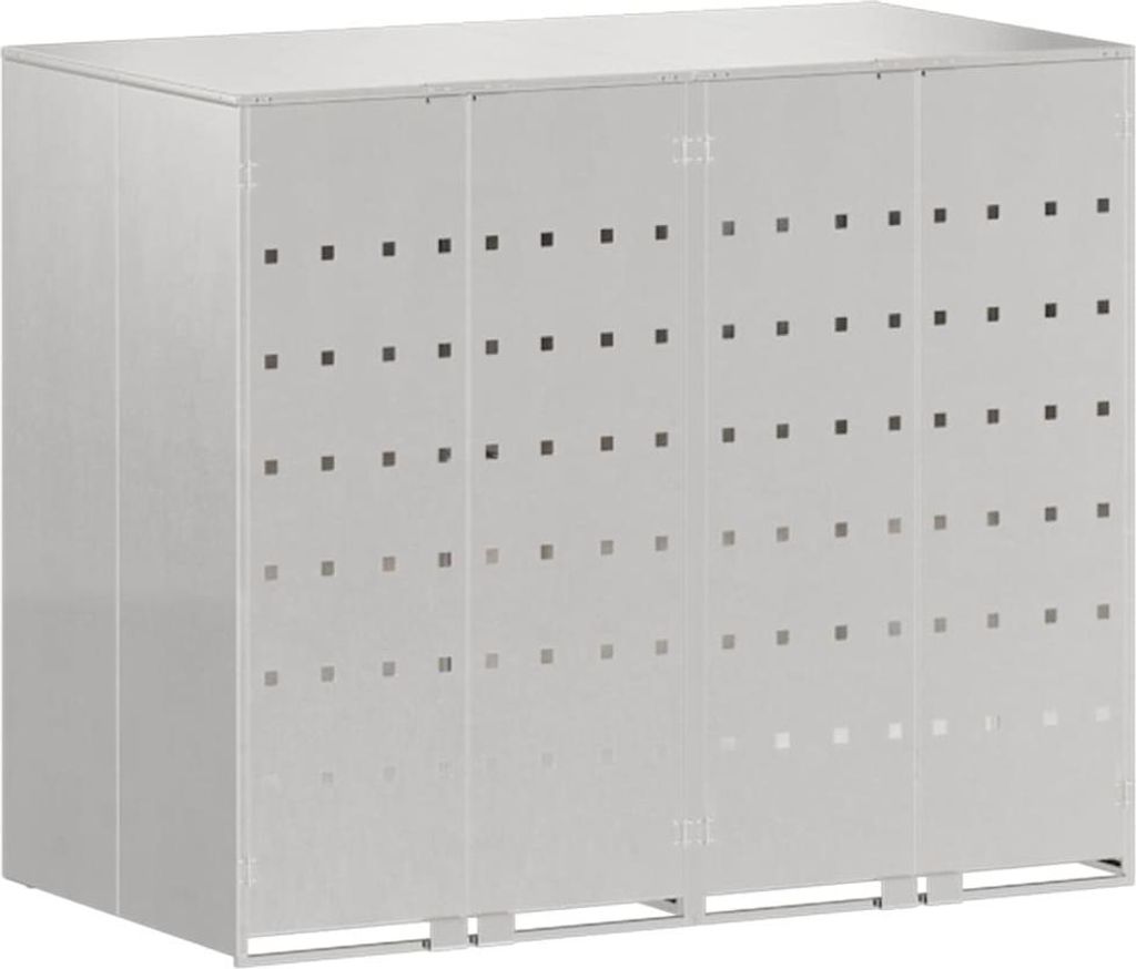 vidaXL Wagenmüllbehälter für 2 Behälter Silber 136 x 77,5 x 115,5 cm