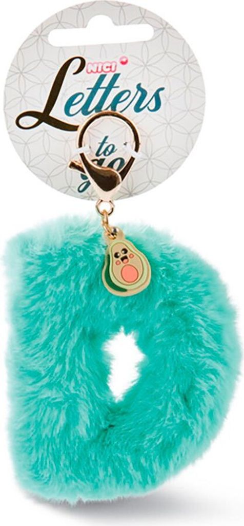 Nici 45613 Taschenanhänger Buchstabe "D" Plüsch grün mit Symbol Regenbogen