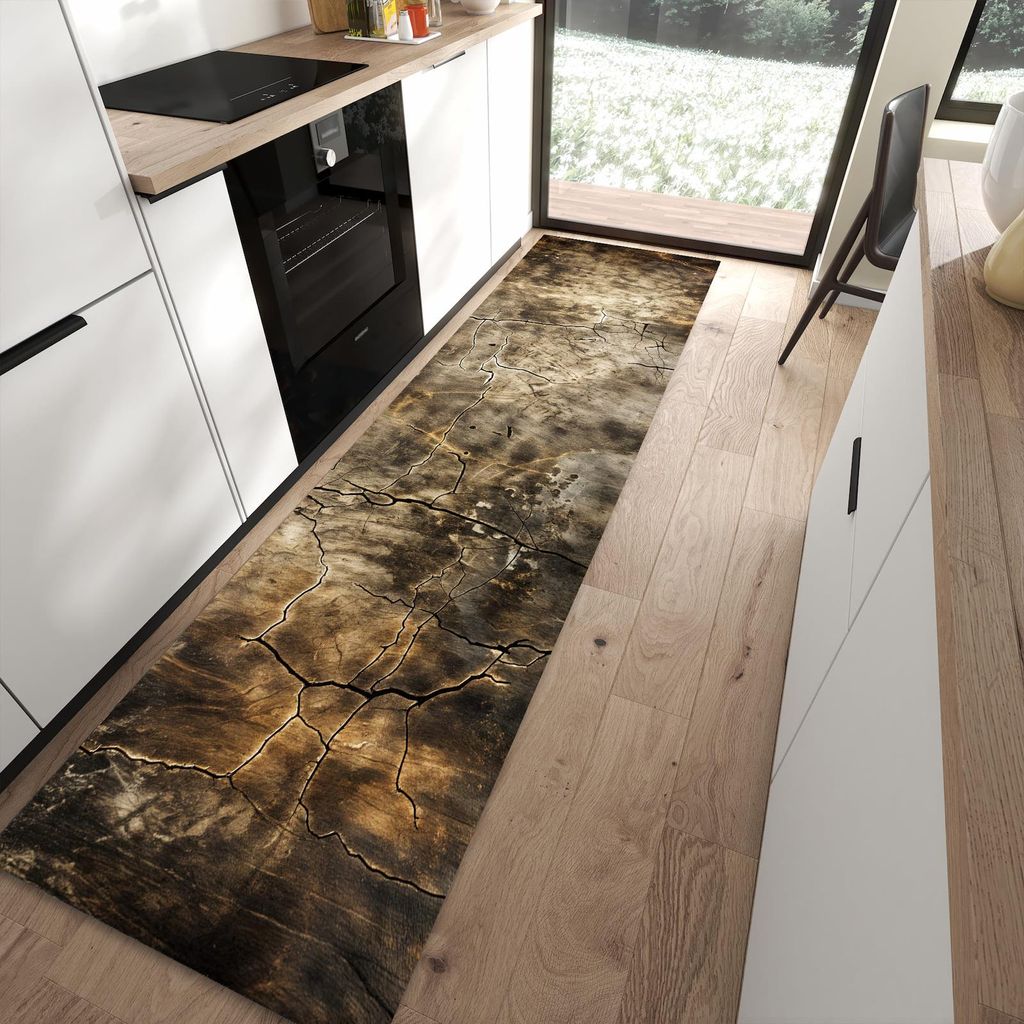 Küchenteppich 80x300cm rutschfest & abwischbar PVC Läufer - Abstrakte Verwitterung