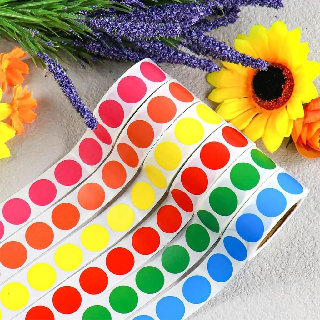 Bunte runde Aufkleber - 3000 Stück 25mm - Aufkleber für Büroorganisation und Lagerverwaltung. Selbstklebende Etiketten für vielseitige Anwendun...