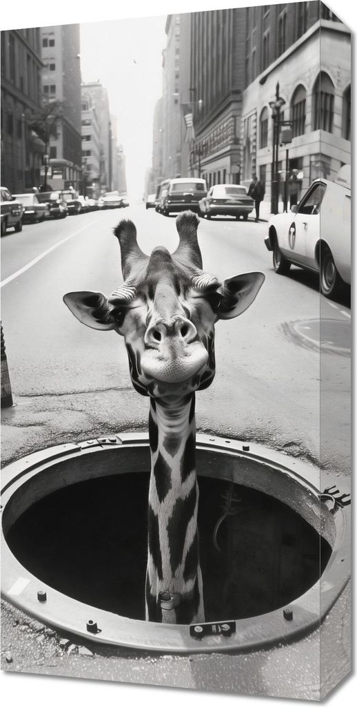 Bild 30x60cm Giraffe im Kanal