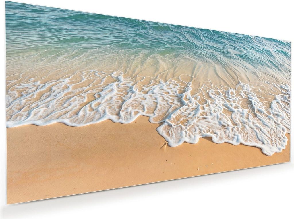 Glasbild 60x30cm in XXL für Wohnzimmer, Schlafzimmer Motiv Wellen am Strand