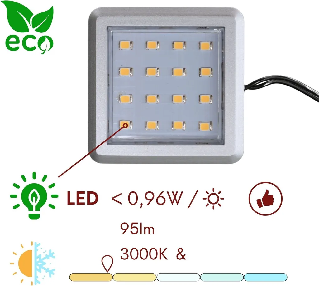 Éclairage sous Meuble LED Blanc Chaud 3000K Kit de 8 avec Pied de Commande - 5