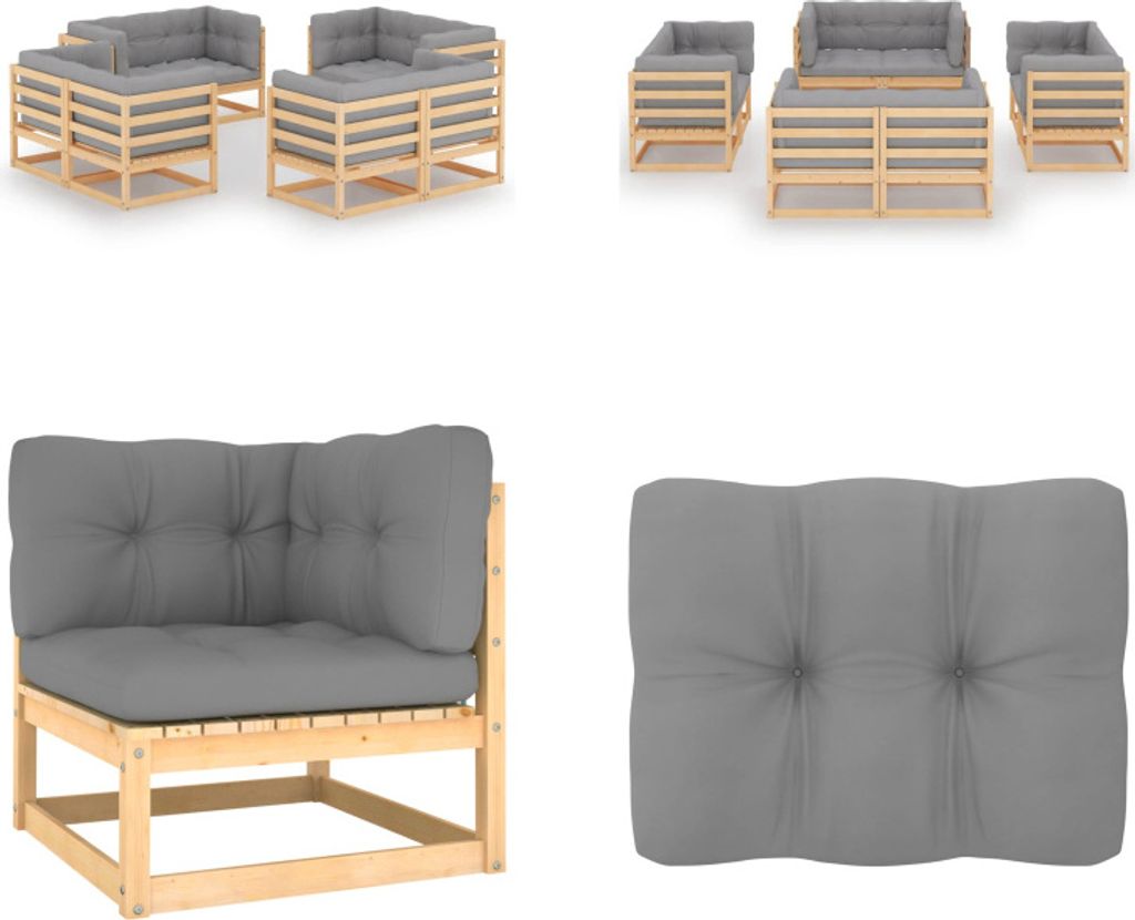 vidaXL 8 tlg. Garten Lounge Set mit Kissen Kiefer Massivholz - Gartenmöbel-Set - Gartenmöbel-Sets - Gartengarnitur - Gartengarnituren