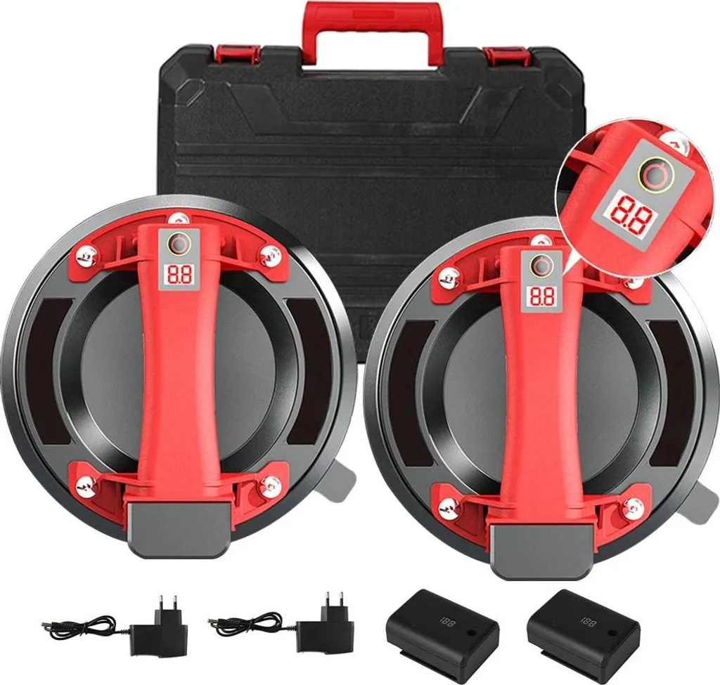 2 Ventose per Piastrelle 20cm Portata 200kg - Kit Professionale Rosso