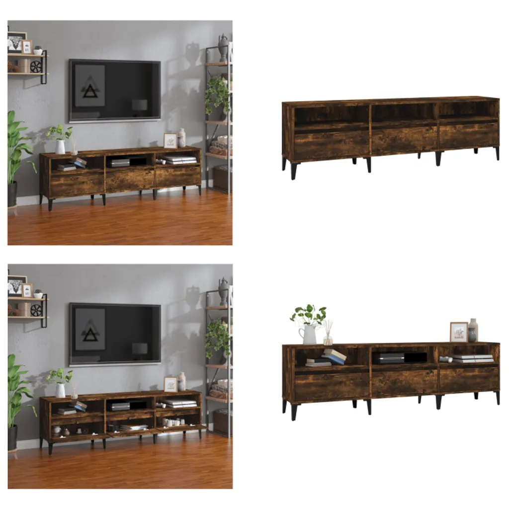 vidaXL Mobile TV Rovere Fumé 150x30x44,5 cm | Porta TV Legno Moderno