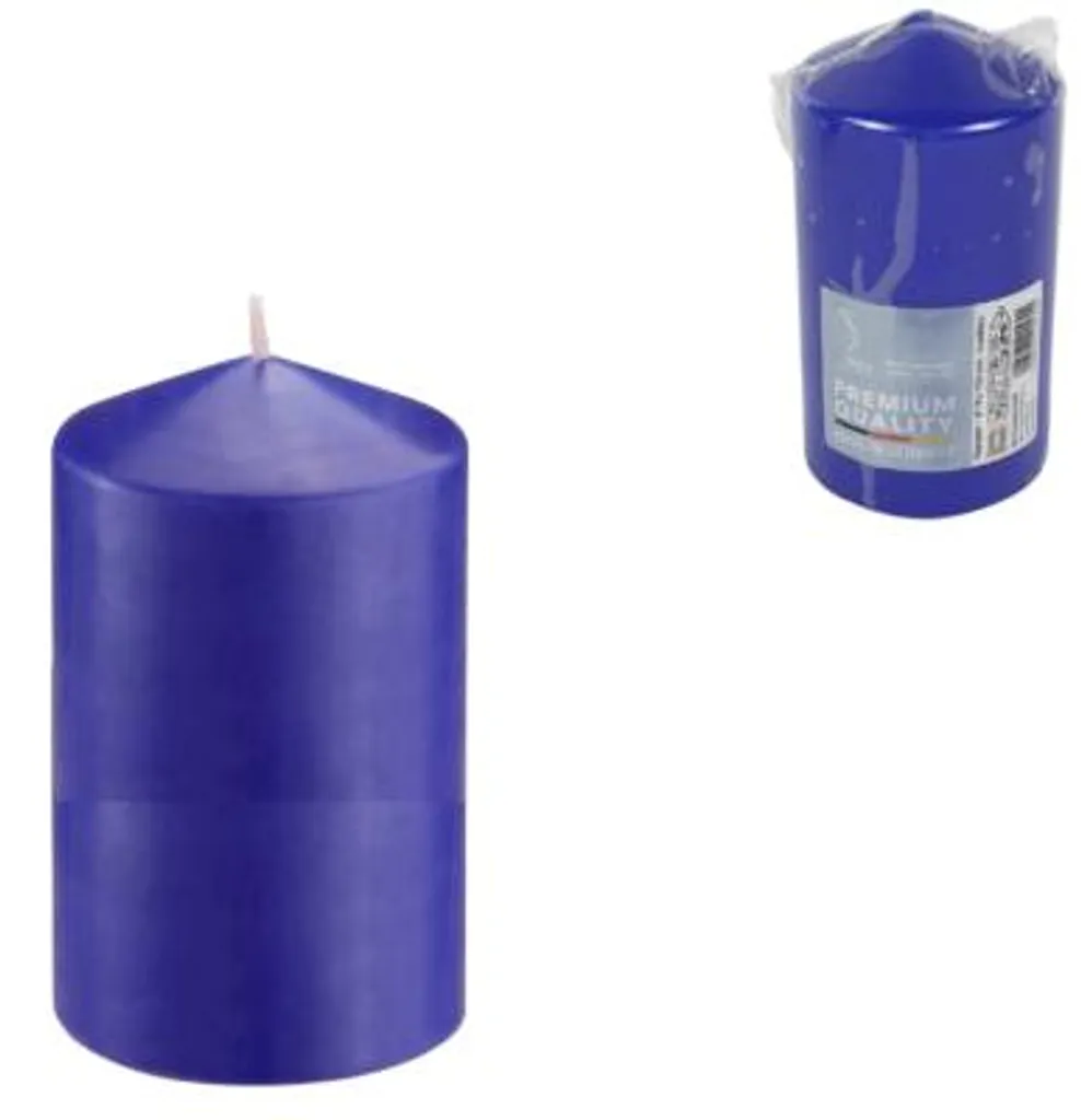 Bougies piliers bleues pour décoration de table - Set de 8 pièces 8x15 cm