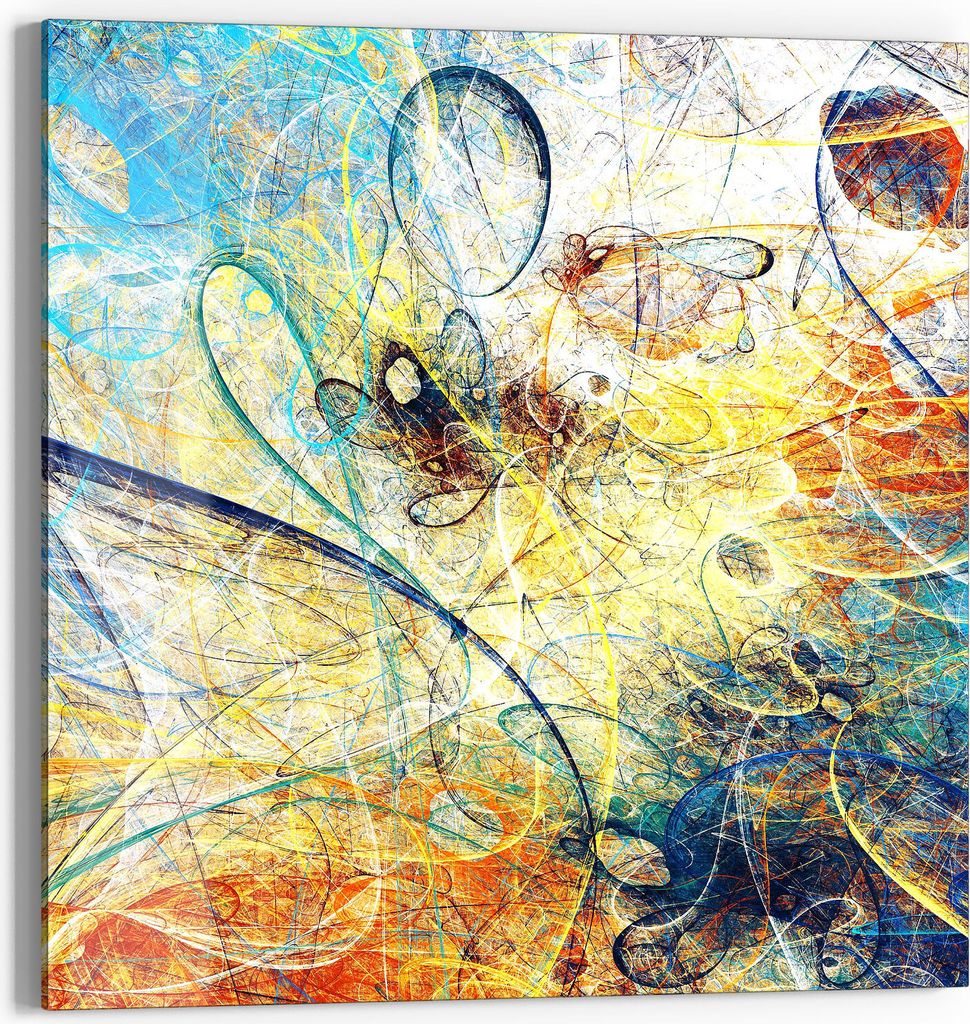 DEQORI Glasbild Acryl 50x50 cm 'Lebhafte Kritzelei' Wandbild Bild modern Deko