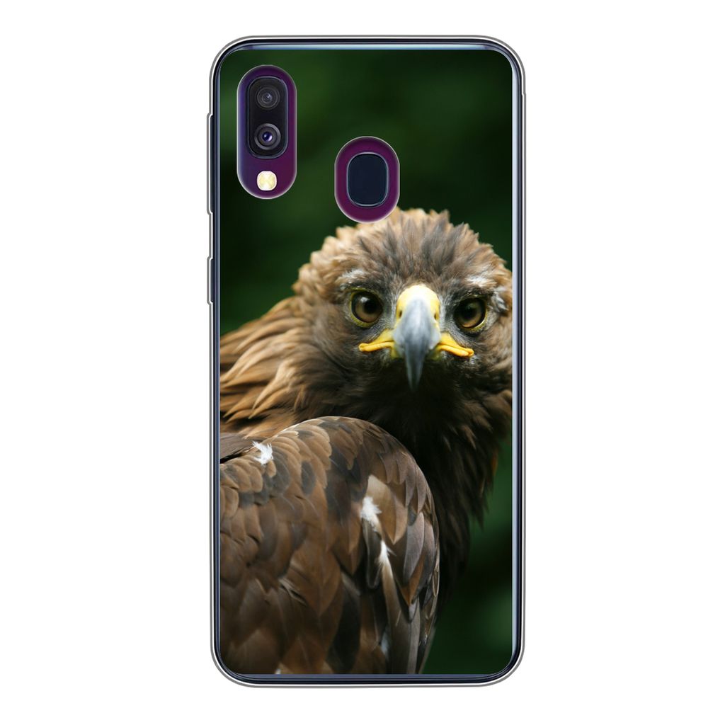 MuchoWow Handyhülle Schutzhülle Hülle für Samsung Galaxy A40 Adler - Braun - Raubvogel Silikon Softcase Handy Hülle - Handy-Tasche