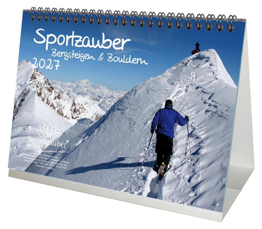 Sportzauber Bergsteigen & Bouldern DIN A5 Tischkalender für 2027 Berge und wandern - Seelenzauber