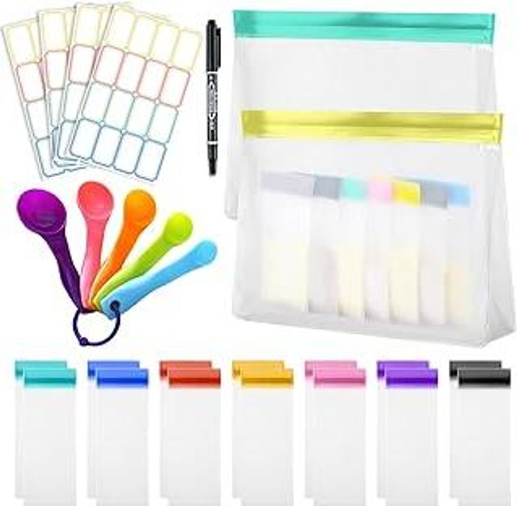 ZVRSUA Proteinpulver-Reisebehälter Set?23 PCS Wiederverwendbare Kunststoff-Behälter für Nahrungsergänzungsmittel zum Mitnehmen, Tragbare Wasser...