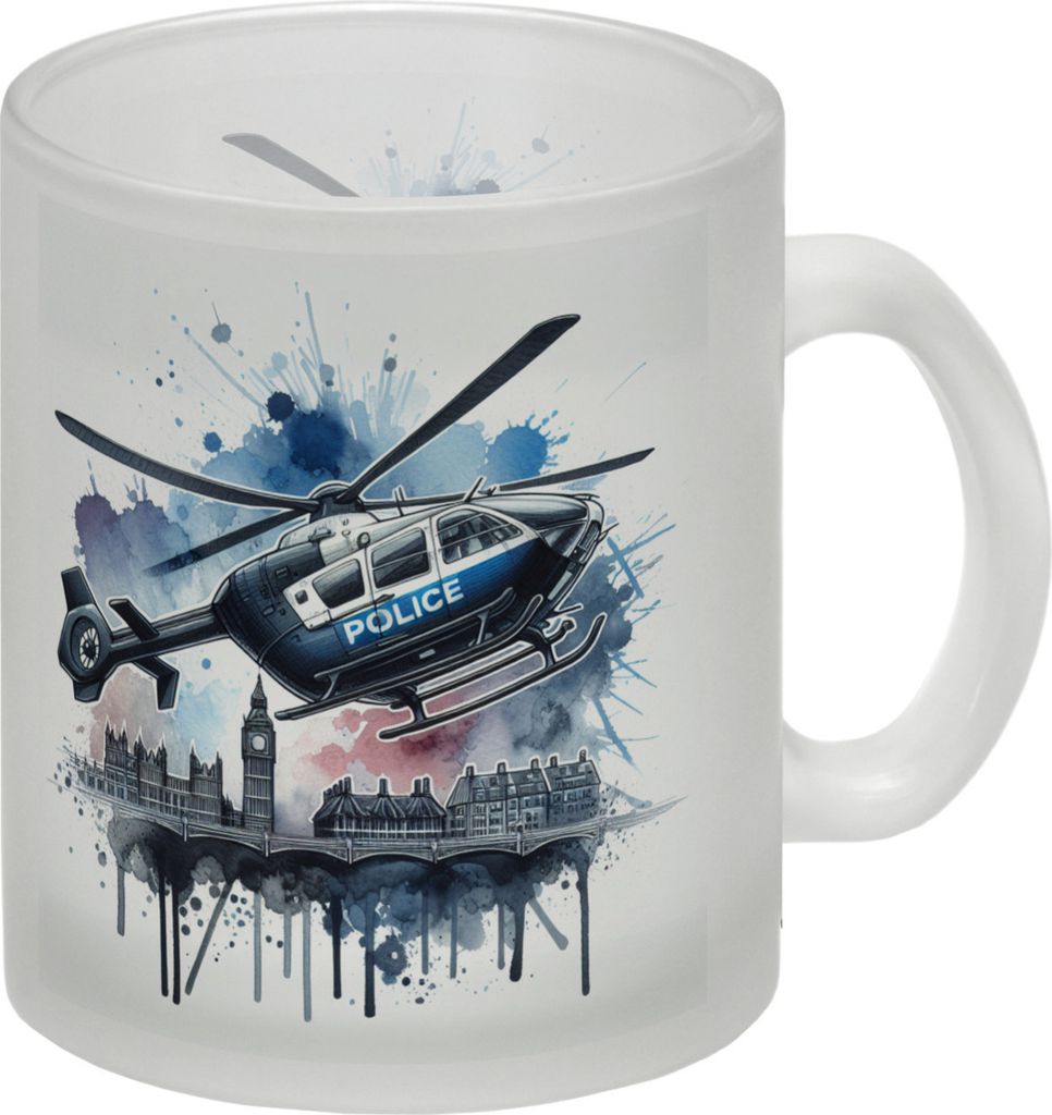 Polizeihubschrauber Glas Tasse