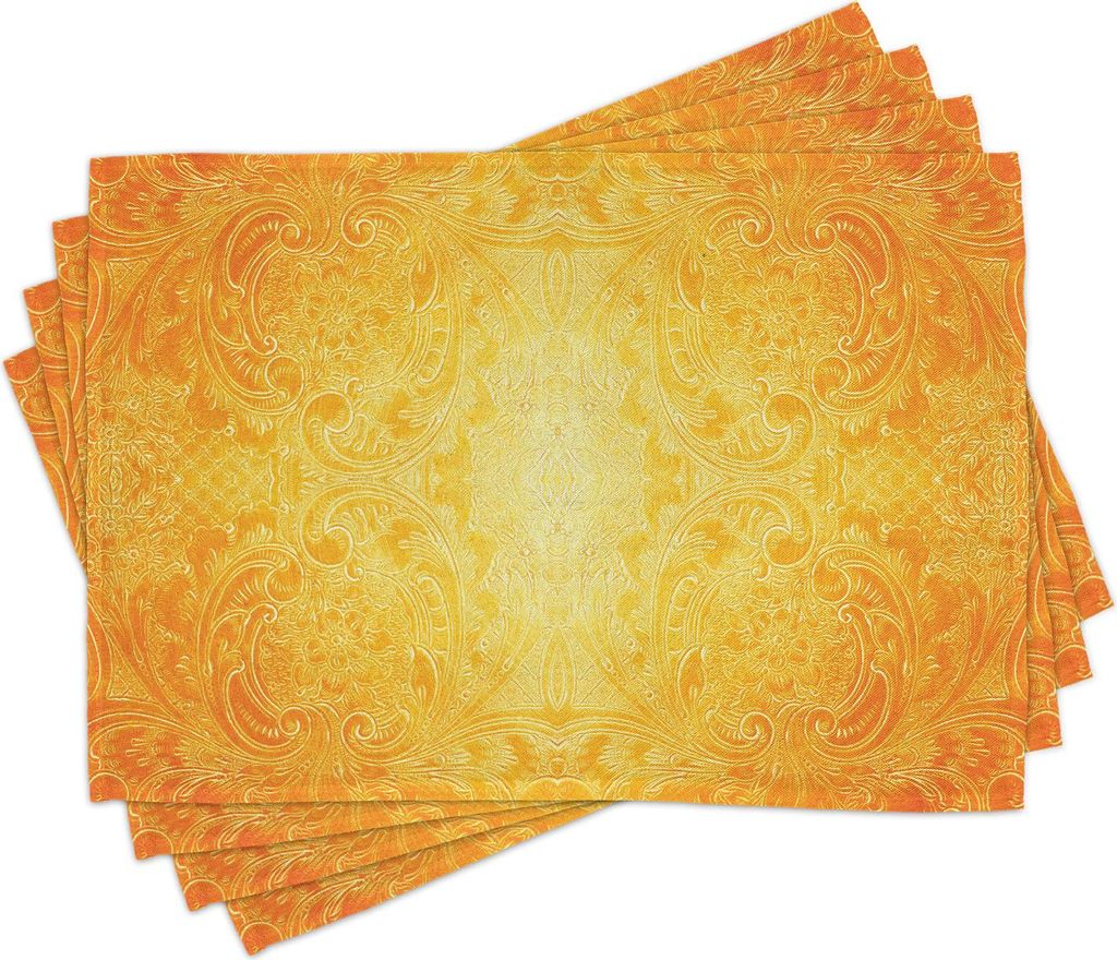 ABAKUHAUS Gelb Platzmatten, Antikes Muster Des Stils Mit Dekorativer Flourish Vintage Design Illustration, 30 x 45 cm, Ringelblume