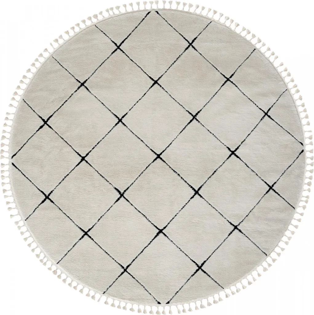 Tapis de salon rond blanc style berbère 140 cm Moroccan Vision chic