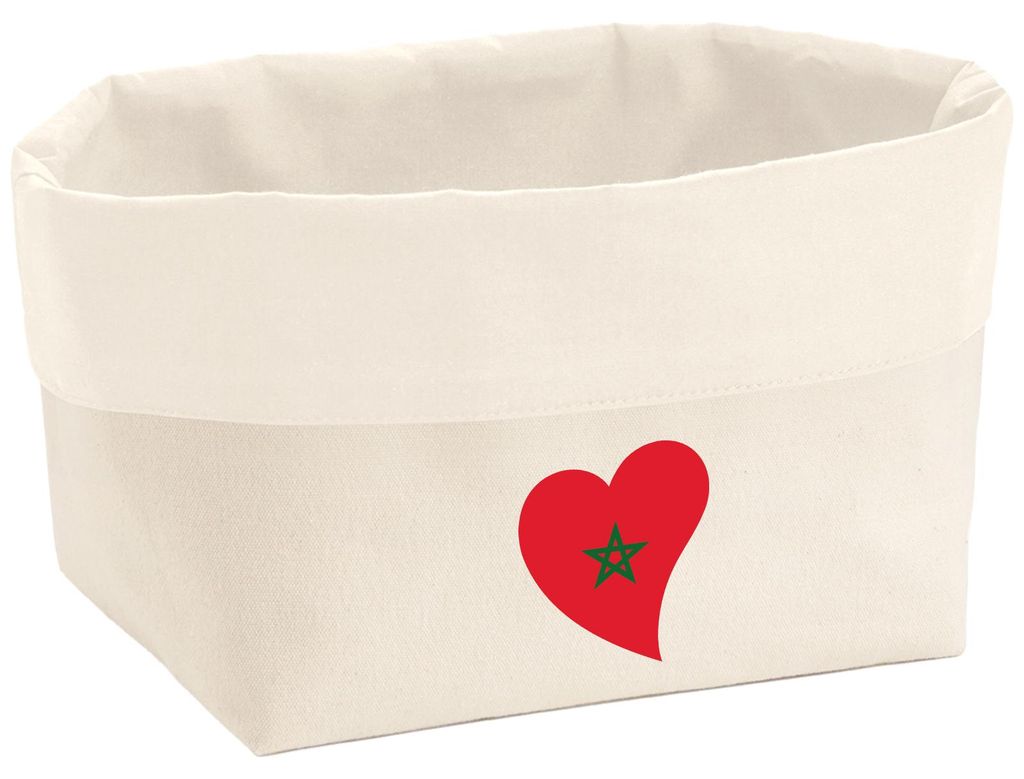 Huuraa Organizer Marokko Flagge Herz 3 Liter Medium Canvas Baumwolle Utensilo Geschenkidee