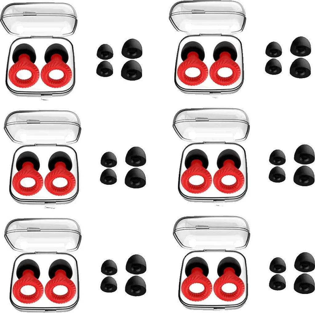 Tappi Orecchie Nuoto e Sport Silicone Rosso - Set 6 Paia Impermeabili