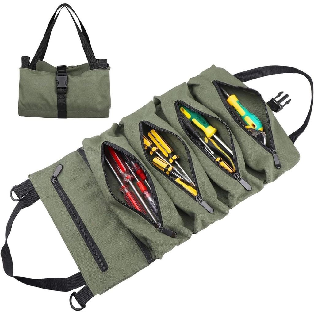 Aufrollbare Werkzeugtasche, hängende Mehrzweck-Werkzeugrolle für Auto-Erste-Hilfe-Sets, Campingwerkzeug & Reparaturzubehör