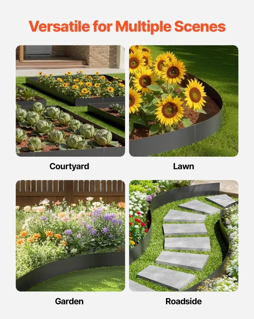 Bordure de pelouse pour délimiter le jardin - Kit métal 4 sections