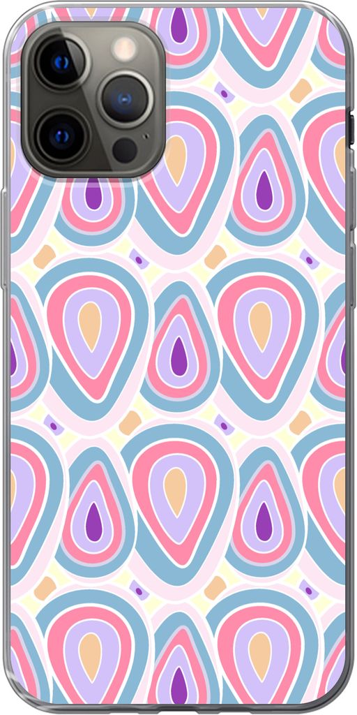 MuchoWow Handyhülle Schutzhülle Hülle für Telefoonhoesje iPhone 13 Pro Muster - Achat - Retro - Lila Silikon Softcase Handy Hülle - Handy-Ta...