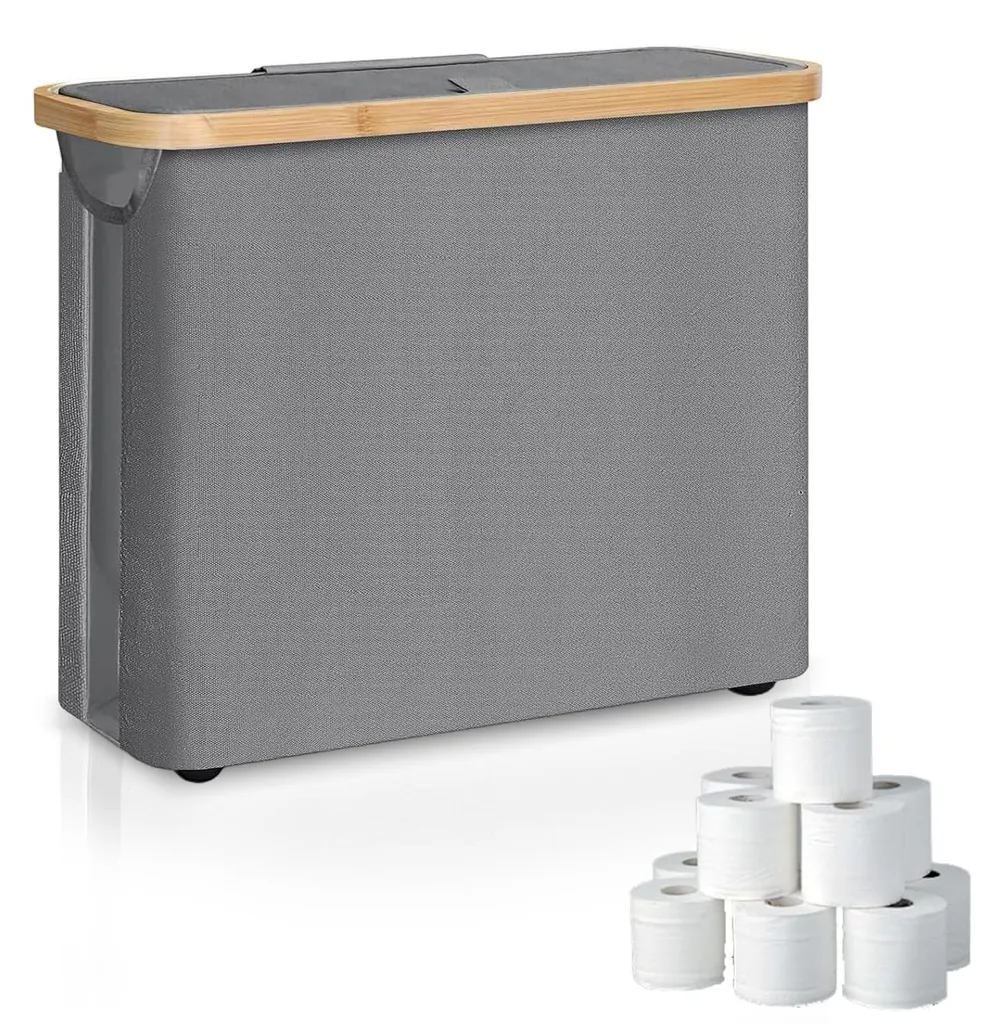 Meuble de rangement pour papier toilette gris, capacité 12 rouleaux