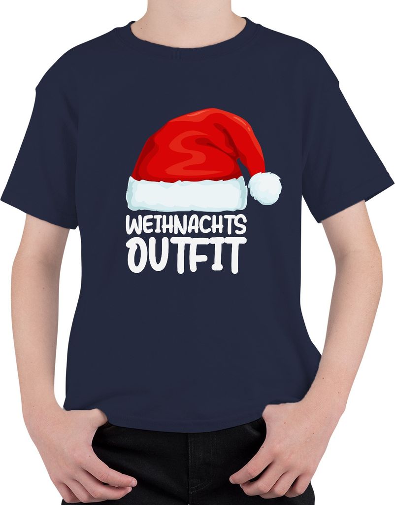 Weihnachtsoutfit Weihnachtsmütze Deko - Weihnachten Xmas Christmas Uni Kinder T-Shirt, Navy, 104