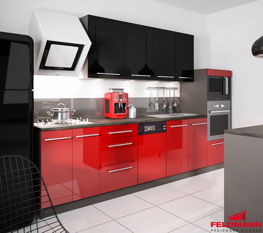 Grau Küchenzeile Küchenblock Küche Herd Unterschrank 60 cm Rose Hochglanz Rot 