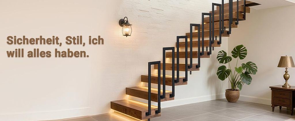 Ikodm 85cm U-Form Treppengeländer Schwarz Ovalrohr Handlauf Produktbild 