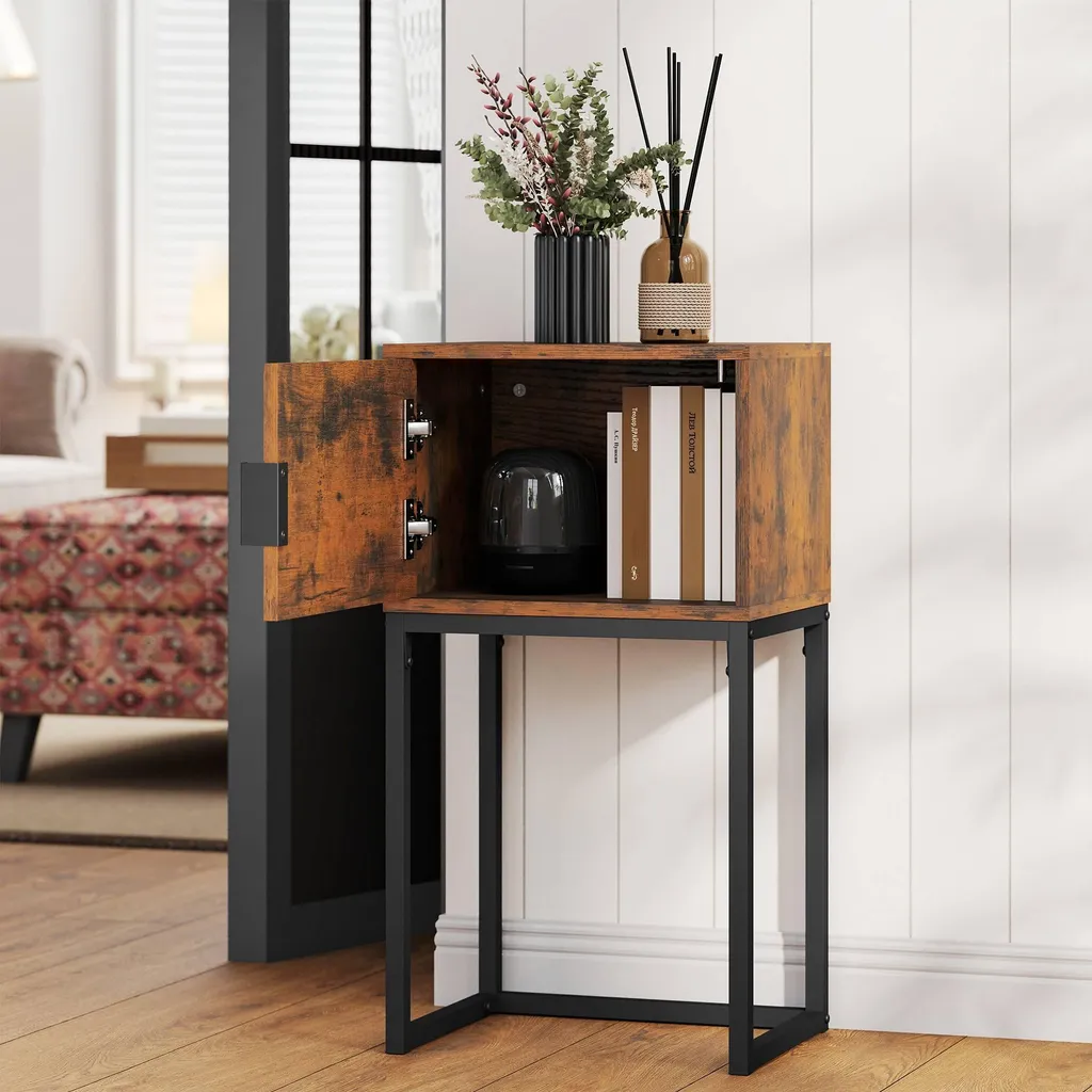 Console gain de place marron rustique 40cm, petite table d'appoint robuste