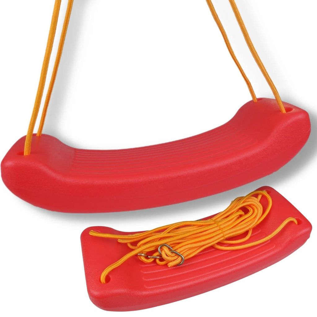 Schaukelbrett Kinderschaukel Gartenschaukel Kunststoff Sitzbrett Rot mit Seilen 43 cm bis 70 kg