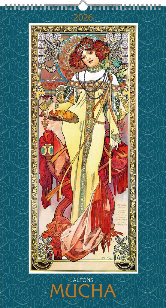 Alfons Mucha 2026 - Bild-Kalender 33x60 cm - Kunstkalender Produktbild 