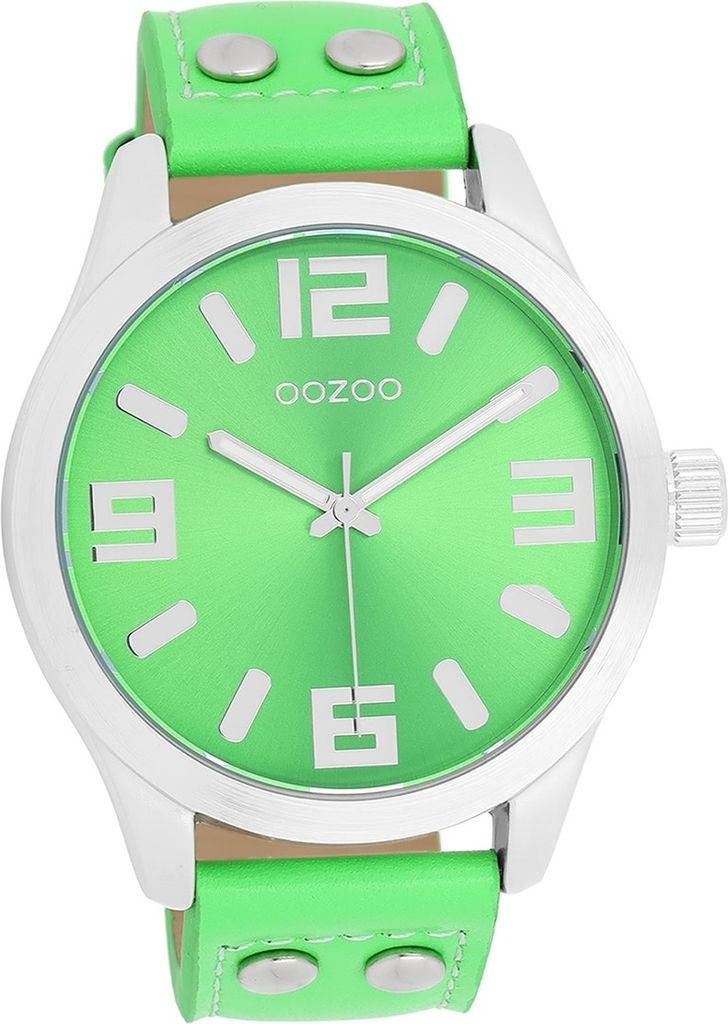 Oozoo Leder Damen Uhr Analog Quarzuhr Armband fluo grün Timepieces D2UOC1070A