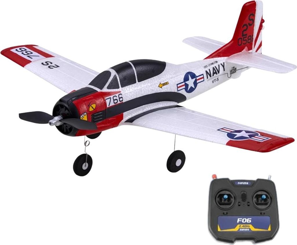 FMS T-28 RC Flugzeug 410mm Spannweite 2.4GHz 4CH Gyro EPP RTF Anfängerfreundlich mit 3 Batterien für Einsteiger und Freizeitspaß